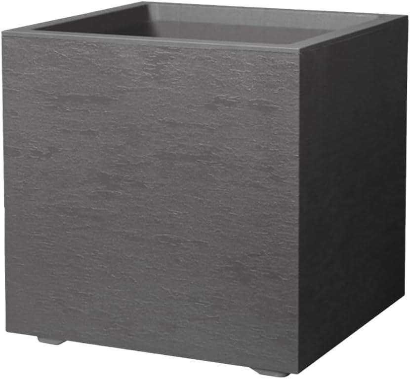 Deroma Gravity 10” Cube Planter | Light & Durable Plastic | Indoor or Outdoor Square Pot for Patio/Porch | Includes Water Reserve & Drain Plug | Trendy Planter for Plants, Flowers, Garden | Black