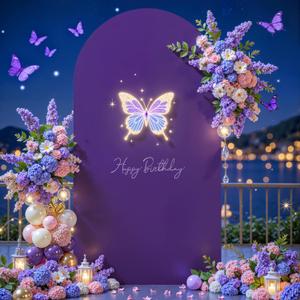 Purple Arch Cover 7.2FT Spandex Fitted Wedding Arch Stand Covers Round Top Chiara Arch Covers Stretchy Backdrop Cover for Birthday Party Ceremony Banquet Decoration