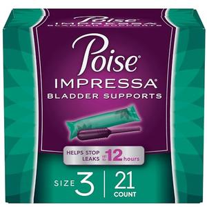 Poise Impressa Incontinence Bladder Support for Women, Bladder Control, Size 3, 21 Count (Packaging May Vary)