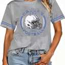 Football Shirt for Women Game Day Shirt Football Heart T-Shirt Sports Season Short Sleeve Tops (Small)