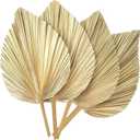 4 Pcs Natural Boho Large Dried Palm Leaves Fans with Stem,Tropical Palm Leaves Boho Wedding Decor for Vase Baby Shower Anniversary Home