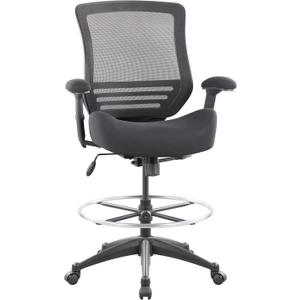 BOLISS 400lbs Mid Back Mesh Ergonomic Drafting Chair for Standing Desk Office Wide Chair Built-in Lumbar Support Big Adjustable Foot Ring Height Adjustable Armrest (Black)