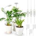 SANSI Grow Lights for Indoor Plants, Pot Clip LED Plant Light for Growing Full Spectrum, Plant Growing Lamp with 4-Level Dimmable, Auto On Off 3 6 12 Hrs Timer for Pot Plants, White 10W 3-Pack