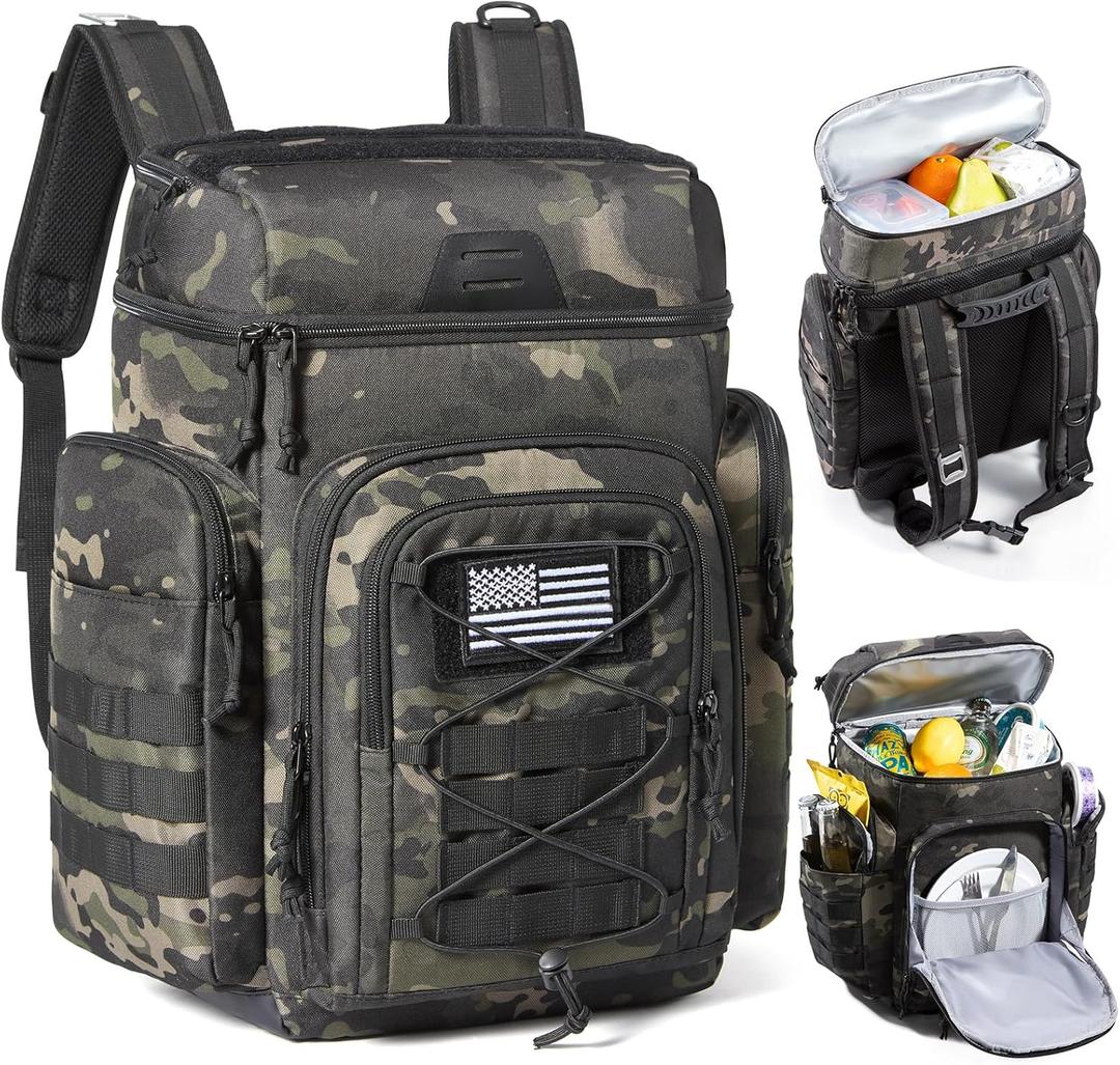 TOURIT 42 Can Tactical Cooler Backpack  Insulated for 16H Ice Retention, Leakproof, Multi-Pocket with DIY Hook & Loop Panel (Frost Ops Camo)