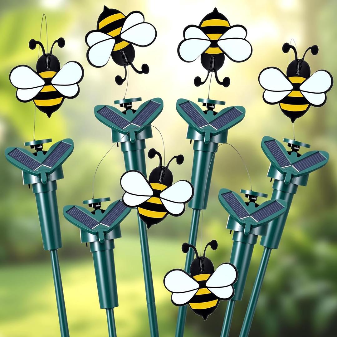 6 Pcs Flying Bees for Centerpieces Solar Fluttering Garden Decor, 15.35 inches