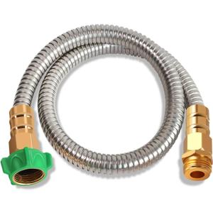 Metal Short Garden Hose 2 ft, Flexible Stainless Steel Garden Hose 2 ft Lightweight Water Hose with Brass Fittings (2 Feet)