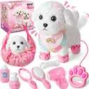 Golray Remote Control Toy Dog with Leash for Kids Girls, Electronic Interactive Plush Puppy Can Walk Bark, Stuffed Animal Dog Pet Care Pretend Play Set Gifts for Girl Kid Toddler 3 4 5 6 7 8 Years Old