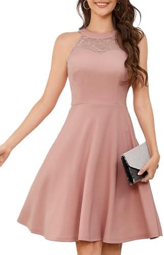 Bbonlinedress Women Cocktail Prom Wedding Dress Halter Lace Evening Party Short Vintage Homecoming Dresses, XS