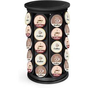 K Cup Holder, Coffee Pod Storage Carousel Holder Organizer Compatible with 40 Keurig Kcup Pods, New Modern Design for Home or Office Kitchen Counter Organizer (Black)