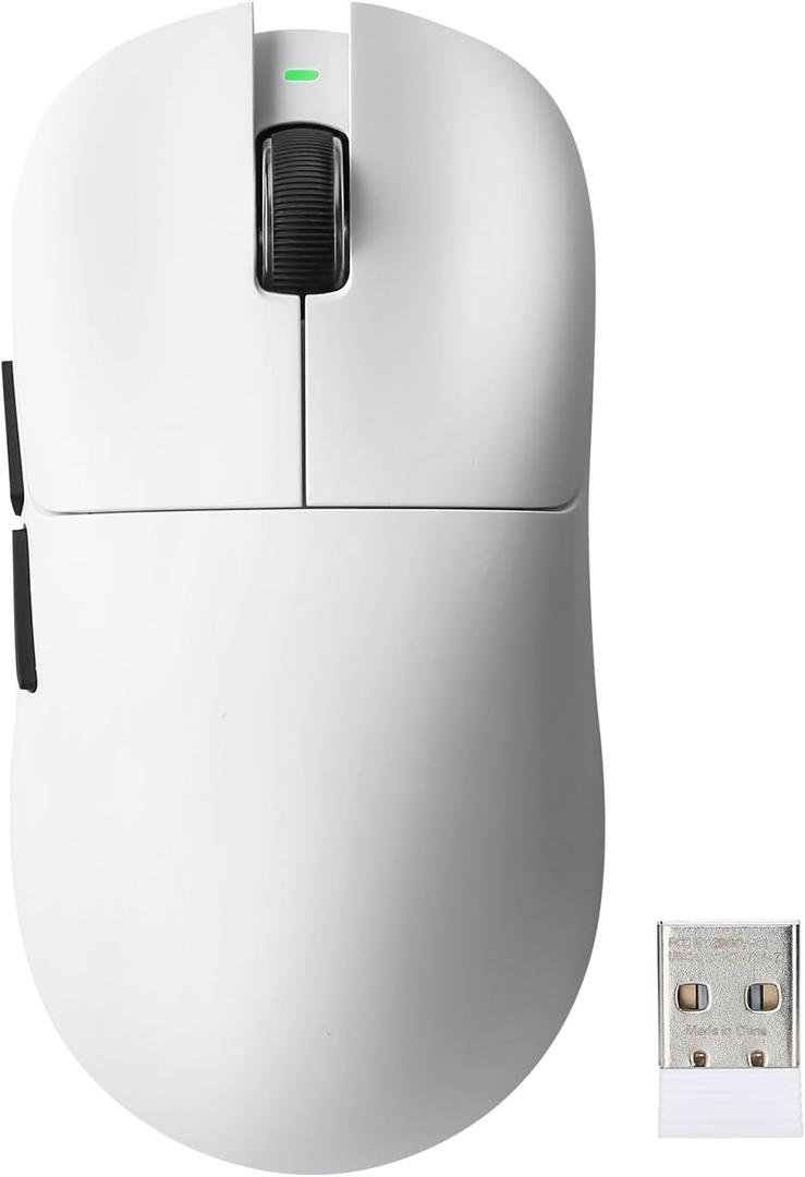 YUNZII M1 Wireless Gaming Mouse, Tri-Mode 2.4G/BT/Wired Gaming Mouse, PAW3311 Sensor 10000 DPI Rechargeable Wireless Mouse with 5 Programmable Buttons, Customizable via Software for Win & Mac (White)