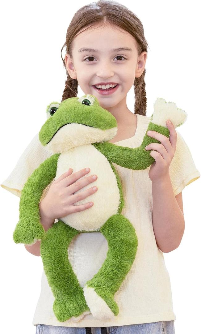 Muiteiur 17.7 Inch Plush Frog Stuffed Animal, Cute Frog Soft Toy with White Belly, Stuffed Frog Plush Toy Gift for Kids Girlfriend