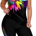 LALAGEN Womens Plus Size Swimsuits 2025 Modest Rash Guard Capris Tankini Bathing Suits Two Piece Bathing Suit Swimwear (Large, Colorful Sunflower)