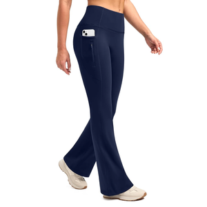 SANTINY Fleece Lined Flare Leggings Women 30.5Water Resistant Winter Bell Bottom Hiking Yoga Pants with Pockets, 30.5" Height, Size S