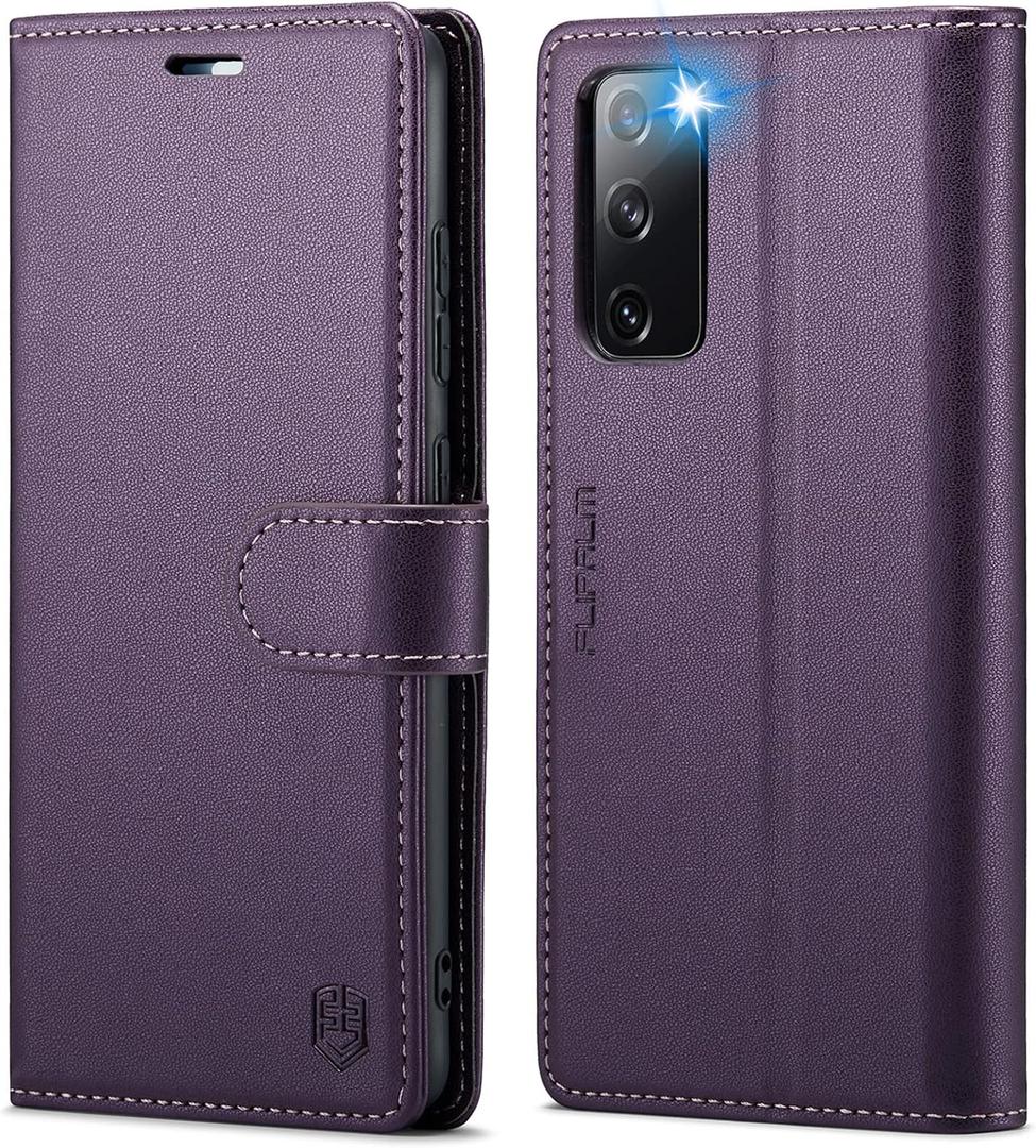FLIPALM Wallet Case for Samsung Galaxy S20 FE 5G, RFID Blocking Credit Card Holder, PU Leather Folio Flip Kickstand Protective Shockproof Cover for Samsung S20 FE (Purple)