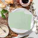 5 x Horaldaily 100 Pack Cocktail Napkins, 5x5 Inches Disposable Paper Napkins for Party Anniversary Wedding Birthday Bridal Baby Shower (100,Sage Green）