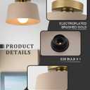 Ceiling Light Fixture, Hallway Ceiling Light with Gold Plate and Matte Black Shade, Modern Simple Style Porch Light Fixtures Semi Flush Mount (Brown)