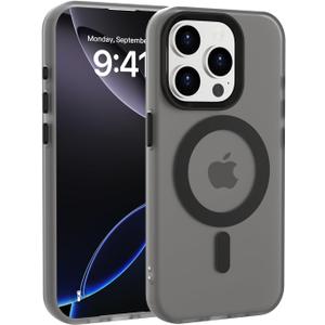 aoub for iPhone 15 Pro Case, Compatible with MagSafe, Rugged Sturdy Shockproof Protection Bumper, Magnetic Phone Case for iPhone 15 Pro, Classic Hybrid Clear Case, Black