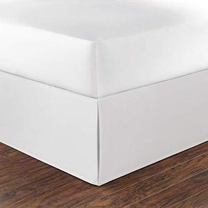 Nautica - Queen Size Bed Skirt, 100% Soft Cotton Twill with a 15" Drop, Split Corners & Reinforced Top Panel, Machine Washable Bedding (Solid White)