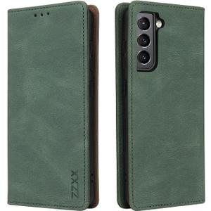 ZZXX for Samsung Galaxy S21 FE 5G Case Wallet with Card Holder Kickstand Magnetic Soft Leather Flip Fold Case for Samsung Galaxy S21 FE 5G Wallet Case(Green-6.4 inch)