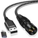 USB to XLR Cable,6.6 FT USB A to XLR Audio Stereo Cable,USB C to XLR Male Output Stereo Audio Cord for Amplifier, Speaker, Mixer Console ect