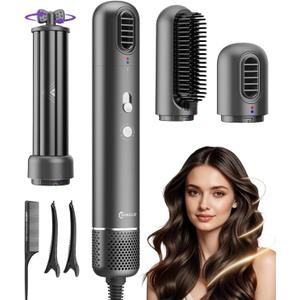 3 in 1 Hot Air Styler Wrap Set Dual Direction Air Curler Fast Drying 110000 RPM Hair Dryer Brush with 800M Negative Ionic All in One Styling Tool for Curling, Straightening & Volumizing Home Travel