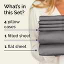 King 6 Piece Sheet Set - Comfy, Breathable & Cooling - Hotel Luxury Bedding for Women, Men, Kids, Teens & Children - 1 Flat & 1 Fitted Sheet & 4 Pillowcases w/ Deep Pockets - Wrinkle Free - Dark Grey