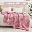Negwoo Chunky Knit Throw Blanket, 30''*40'' Knitted Throw Chenille Yarn for Bed Couch, Handmade Light Pink Crochet Big Thick Blanket, Machine Washable Cute Comfy Blanket for Home Decor