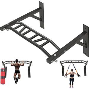 Upgraded-HWOOUSA Pull Up Bar Wall Mounted, Heavy Duty Multi Grip Bar with 14 Grip Positions, Space Saving Home Gym Equipment -Ideal for Garage, Outdoor Strength Training, Chin Up Bar, Supports to 600 Lbs