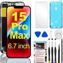 Fixerman for iPhone 15 Pro Max Screen Replacement 6.7 inch, Full HD 3D Touch LCD Display Digitizer Assembly with Repair Tools - Model A2849, A3105, A3106, A3108