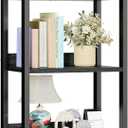 Furologee 5 Tier Bookshelf with Drawer, Kitchen Bakers Rack with Storage, Tall Narrow Bookcase, Industrial Free Standing Display Shelf, Wood and Metal Book Shelf for Bedroom, Living Room, Black