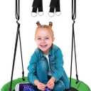 24 Inch Saucer Tree Swing Set for Kids & Adults, Adjustable Swing Sets for Backyard or Outdoor Playground, Green & Black, 1 Pack