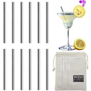 12 Pack 4.7 Inch Extra Short Metal Cocktails Straws, Reusable Stainless Steel Smoothie Drinking Straws with Cleaning Brush for Coffee Mugs, Small Glasses or Cups