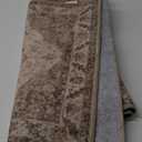 Brown Area Rug 3x5 Washable Vintage Carpet for Entryway Office Soft Retro Kitchen Low Pile Thin Door Mat Non Slip Oriental Medallion Throw Rug for Bathroom Bedroom Dining Living Room