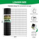 Welded Wire Fence, 50ft(L) x 36inch(H) PVC Anti-Rust Coated Wire Mesh, 2 Inch x 3 Inch 16GA Garden Edging Border, Roll Metal Animal Barrier for Yard Vegetable Plant Protection Poultry Netting
