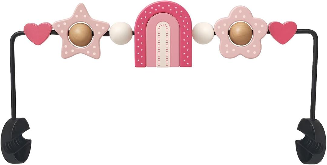 Baby Bouncer Toy Bar Compatible with Baby Bjorn Bouncer, Wooden Bouncer Toy Bar Attachment, Rotatable Sensory Toys Gifts for Babies (Rainbow)