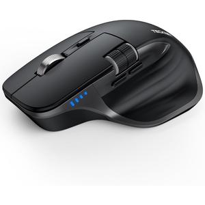 TECKNET Wireless Mouse, Bluetooth Mouse (BT5.0/5.0 & 2.4G) Rechargeable 4800 DPI Ergonomic Optical Mouse with 6 Adjustable, Quiet Clicks, USB A Receiver, 7 Buttons, Wide Compatibility - Black