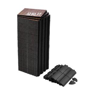 VEVOR Dance Floor Tiles, 12.4 x 12.4 in 52 Piece Interlocking Dance Flooring, Portable Dance Practice Floor with Cushioned Base (Oak Wood Grain, 52 sq. ft/Box)