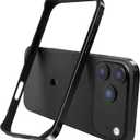 New Aluminum Frame Metal Bumper Frame Slim Hard Case Cover for iPhone17/Pro MAX, Metal Frame with Soft Inner Bumper, Raised Edge Protection (Black, for iPhone17Pro Max)