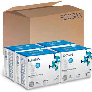 Egosan Ultra Incontinence Disposable Adult Diaper Brief Maximum Absorbency and Adjustable Tabs for Men and Women (Large Case, 60-Count)