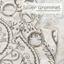 LAMIT Grey Linen Curtains 108 inches Long for Living Room, Long Farmhouse Curtains Grommet Light Filtering Pattern Window Curains & Drapes Vintage Floral Printed, 2 Panels, Each 52 x 108 Inch