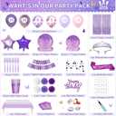 199 Pcs Purple Birthday Party Decorations For Women，Happy Birthday Party Decorations For Girls, 100 Pcs Paper Plates,Napkins and Forks for 20 Guests,Bday Sash and Crown,20 Tableware Sets