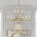 Vintage Crystal Chandeliers 9-Lights Gold Tree Branch Chandelier for Living Room, Crystal Pendant Chandelier Lighting Fixtures for Dinning Room Entryway Foyer Bedroom etc.