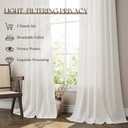 Natural Cream Linen Curtains 90 Inch Length 2 Panels for Living Room Bedroom, Light Filtering Sheer Curtains 90 Inches, Modern Farmhouse Grommet Semi Sheer Soft Privacy Drapes