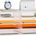 Marbrasse 5 Tier Desktop Literature Organizer, Mesh Paper Organizer Desk Organizers, File Sorter Mail Center Paper Storage Cabinet Classroom Keepers Mailbox for Office Home School,White
