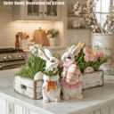 Easter Decorations for Home - 2pcs Resin White Easter Bunny - Small Bunny Statues Figurines Decor for Indoor Table Centerpieces Decorations Tiered Tray,Tabletop - Spring Decor Rabbit 4.33 inch Tall