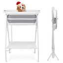 Beberoad 2 in 1 Dog Bath Tub Dog Washing Station for Bathing and Grooming, Elevated Collapsible Foldable Portable Shower Bathtub for Small Dogs Cats Pet, Indoor and Outdoor (Gray)