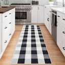 Machine Washable Checkered Runner Rug,2x6 Black and White Buffalo Plaid Mats for Bedroom Livingroom,Soft Non Slip Small Long Rugs Carpet for Boys Kitchenm Hallway Bathroom Home Decor