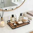 Bathroom Vanity Tray for Countertop 11.4" x 7.5" Decorative Wooden Organizer for Makeup Soap Dispenser and Perfume Accessories Wood Tray for Bathroom Countertop Toilet Tank and Kitchen Decor