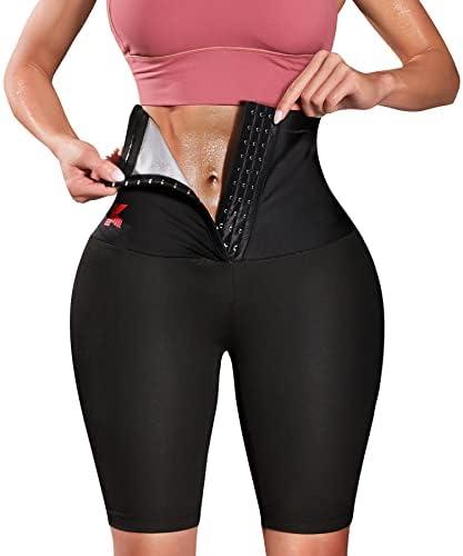 KUMAYES Sauna Sweat Pants for Women High Waist Slimming Shorts Compression Thermo Workout Exercise Body Shaper Thighs, Large