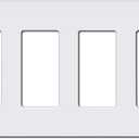 CML Decorator Screwless Wall Plate, 4-Gang Light Switch Covers, Decor Outlet Cover Plate, Standard Size 4.68X 8.34, Impact Resistant, White (1 Pack)